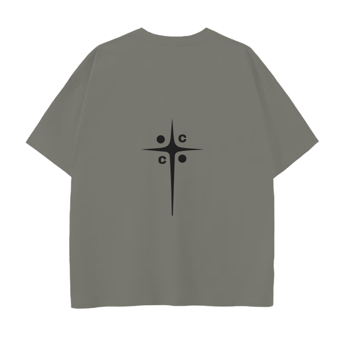 Monochromatic Drop Shoulder T-Shirt - Branded Logo - Cap & Coat