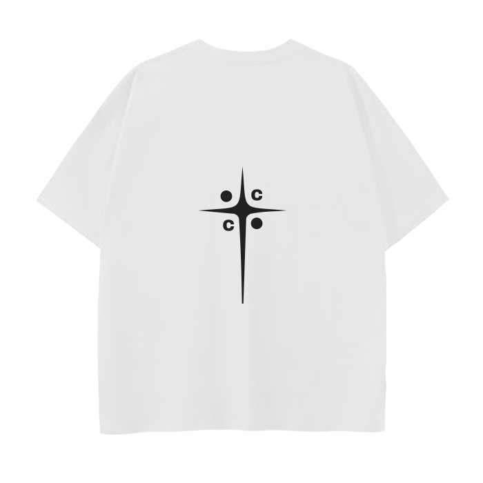 Monochromatic Drop Shoulder T-Shirt - Branded Logo - Cap & Coat