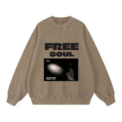 Acid Wash Oversize Sweatshirt - Free Soul Edition - Cap & Coat