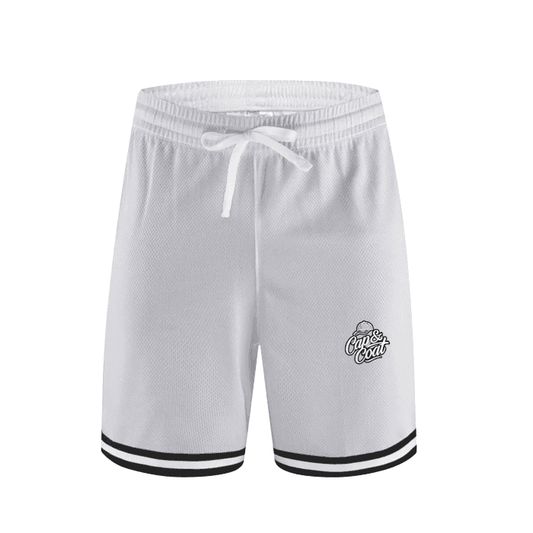 Classic Stripe Trim Basketball Shorts with Logo - Cap & Coat