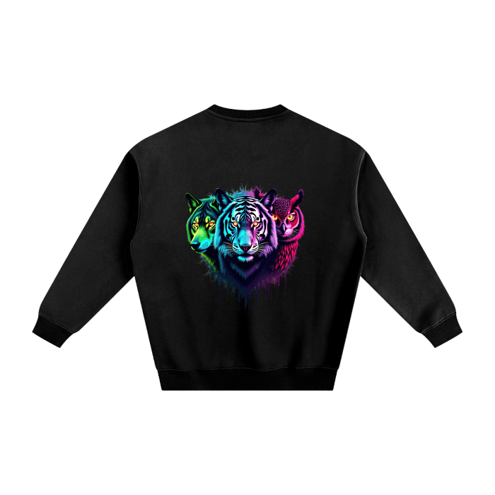 Fleeced Sweatshirt - Animal Spirit Neon lights - Cap & Coat