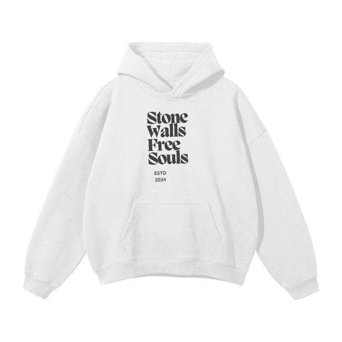 White Unisex Oversized Fleece Hoodie - Free Souls - Cap & Coat