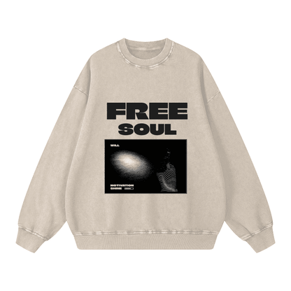 Acid Wash Oversize Sweatshirt - Free Soul Edition - Cap & Coat