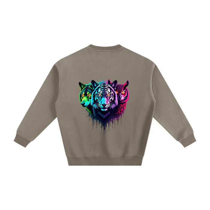 Fleeced Sweatshirt - Animal Spirit Neon lights - Cap & Coat