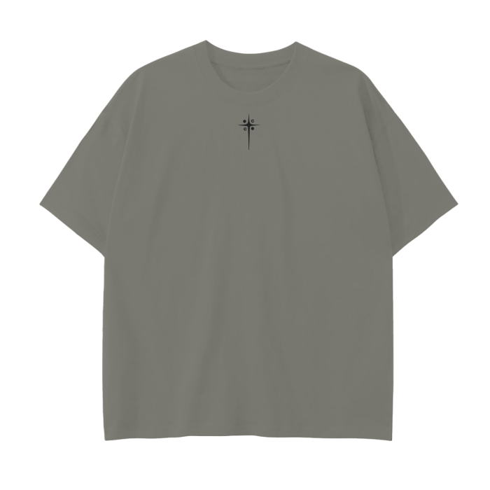 Monochromatic Drop Shoulder T-Shirt - Branded Logo - Cap & Coat