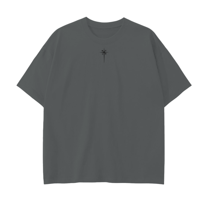 Monochromatic Drop Shoulder T-Shirt - Branded Logo - Cap & Coat