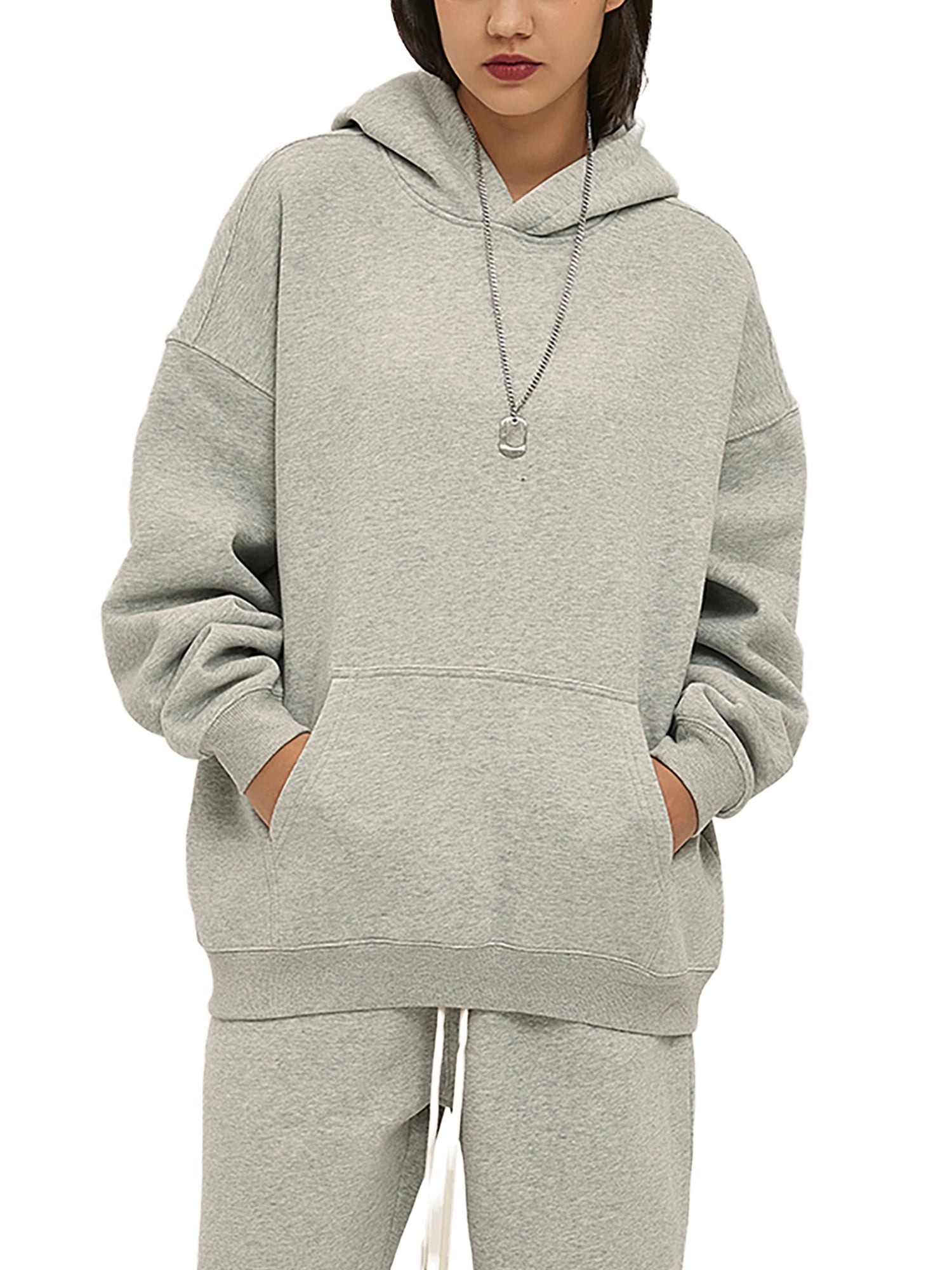 Streetwear Unisex Oversized Fleece Hoodie - Grey - Cap & Coat