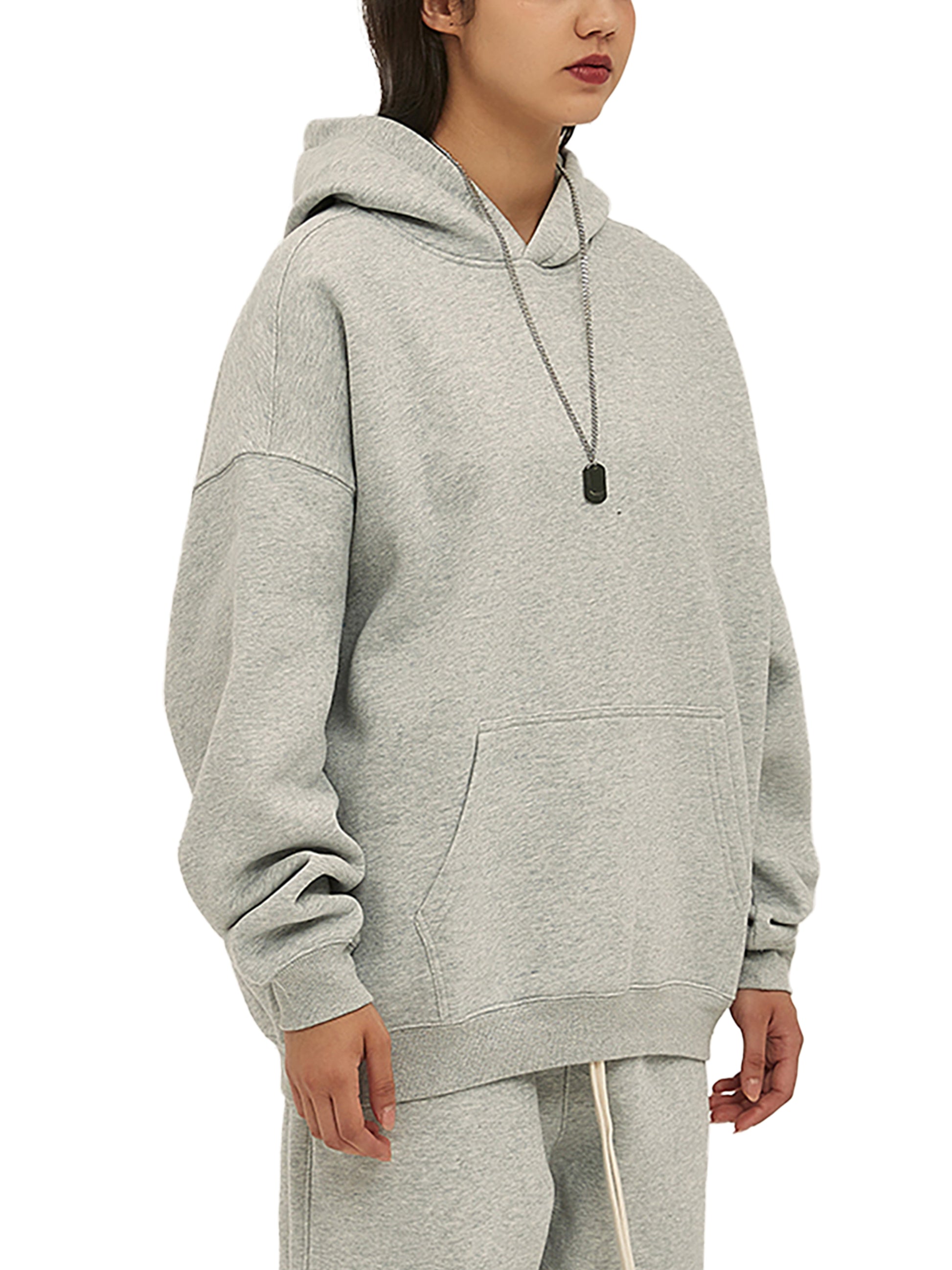 Streetwear Unisex Oversized Fleece Hoodie - Grey - Cap & Coat