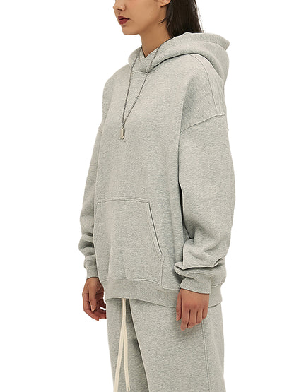 Unisex Oversized Fleece Hoodie - Greek in Grey - Cap & Coat