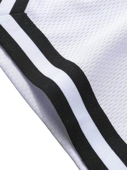 Classic Stripe Trim Basketball Shorts with Logo - Cap & Coat